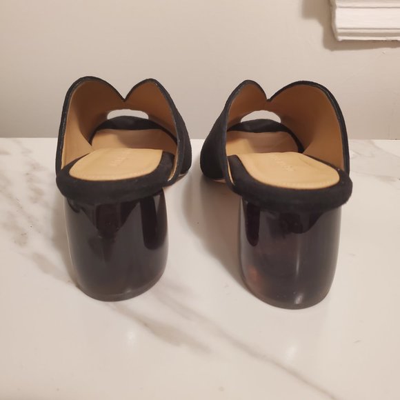 Dear Frances Ayr Mule Sandals Black Curved Tortoise Plexiglass Italian heels - Picture 7 of 9